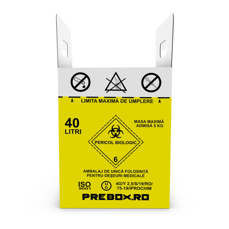 cutie carton 20 l cu sac – colectare deșeuri medicale infectioase