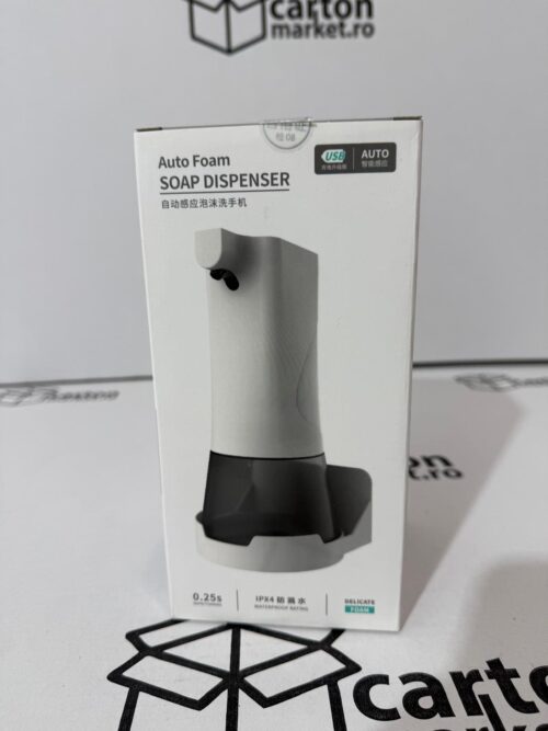 dozator de săpun lichid automat, din plastic, alb, 350 ml