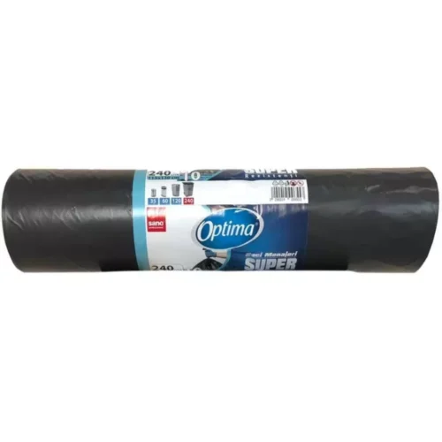 saci de gunoi menajer, 240 l, 10 buc, negru, sano optima super