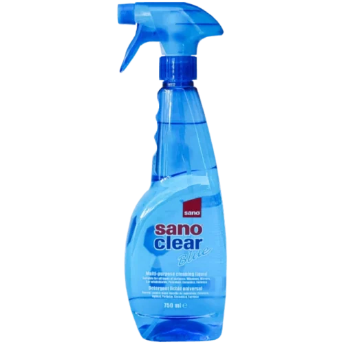 detergent pentru curățat geamuri, cu pulverizator, sano clear blue trigger, 750 ml